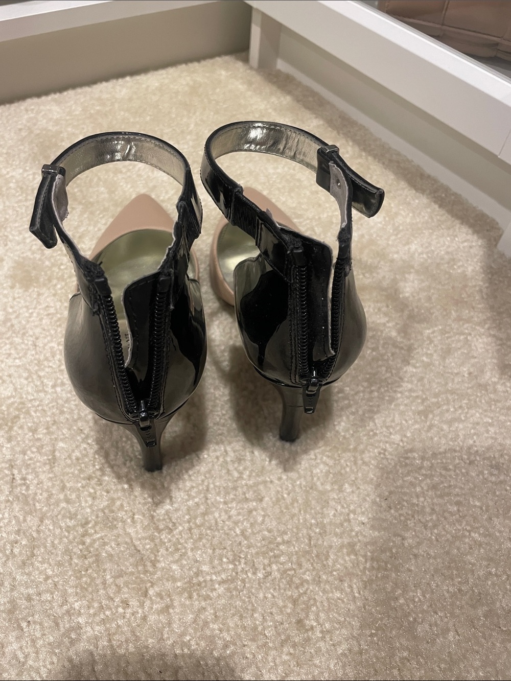 Alfani Two-Tone Pointed Toe Ankle Strap Pumps - Beige & Black - Picture 2 of 4